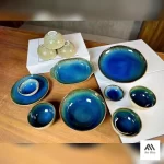 BỘ BÁT ĐĨA GỐM SỨ NHÀ HÀNG MÀU XANH NƯỚC BIỂN AH001 - Ảnh 6