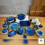 BỘ BÁT ĐĨA GỐM SỨ NHÀ HÀNG MÀU XANH NƯỚC BIỂN AH001 - Ảnh 4
