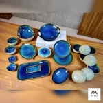 BỘ BÁT ĐĨA GỐM SỨ NHÀ HÀNG MÀU XANH NƯỚC BIỂN AH001 - Ảnh 3