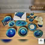 BỘ BÁT ĐĨA GỐM SỨ NHÀ HÀNG MÀU XANH NƯỚC BIỂN AH001 - Ảnh 9