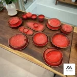 BỘ BÁT ĐĨA GỐM SỨ NHÀ HÀNG MÀU ĐỎ NOEL AH002 - Ảnh 3