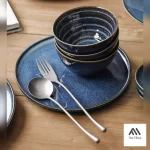 ĐĨA GỐM SỨ NHÀ HÀNG MÀU XANH NƯỚC BIỂN 26CM & 20CM - Ảnh 7